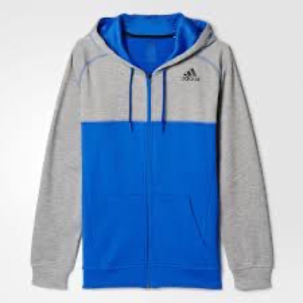 Adidas Men's Blue & Gray Full Zip Hoodie - Size M